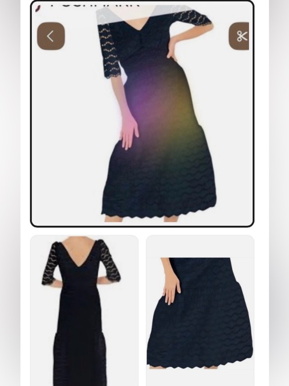 Gretchen Scott Designs Navy Eyelet Lace Midi Dress. Size: Goddess. NWT